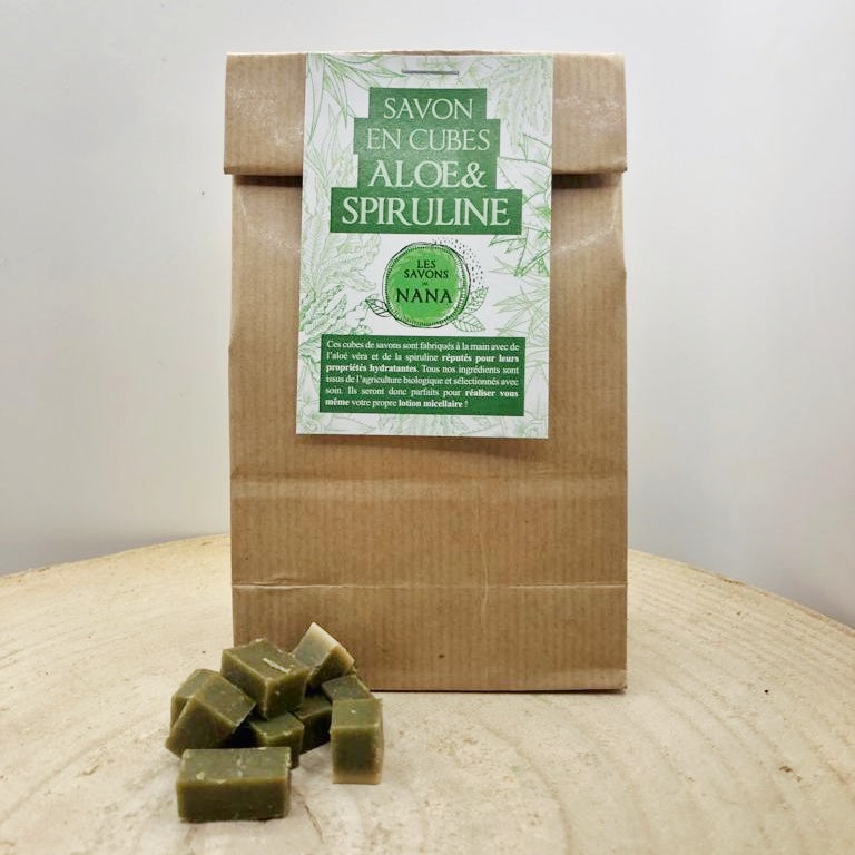 Lotion micellaire maison avec cube de savon DIY Aloé & Spiruline