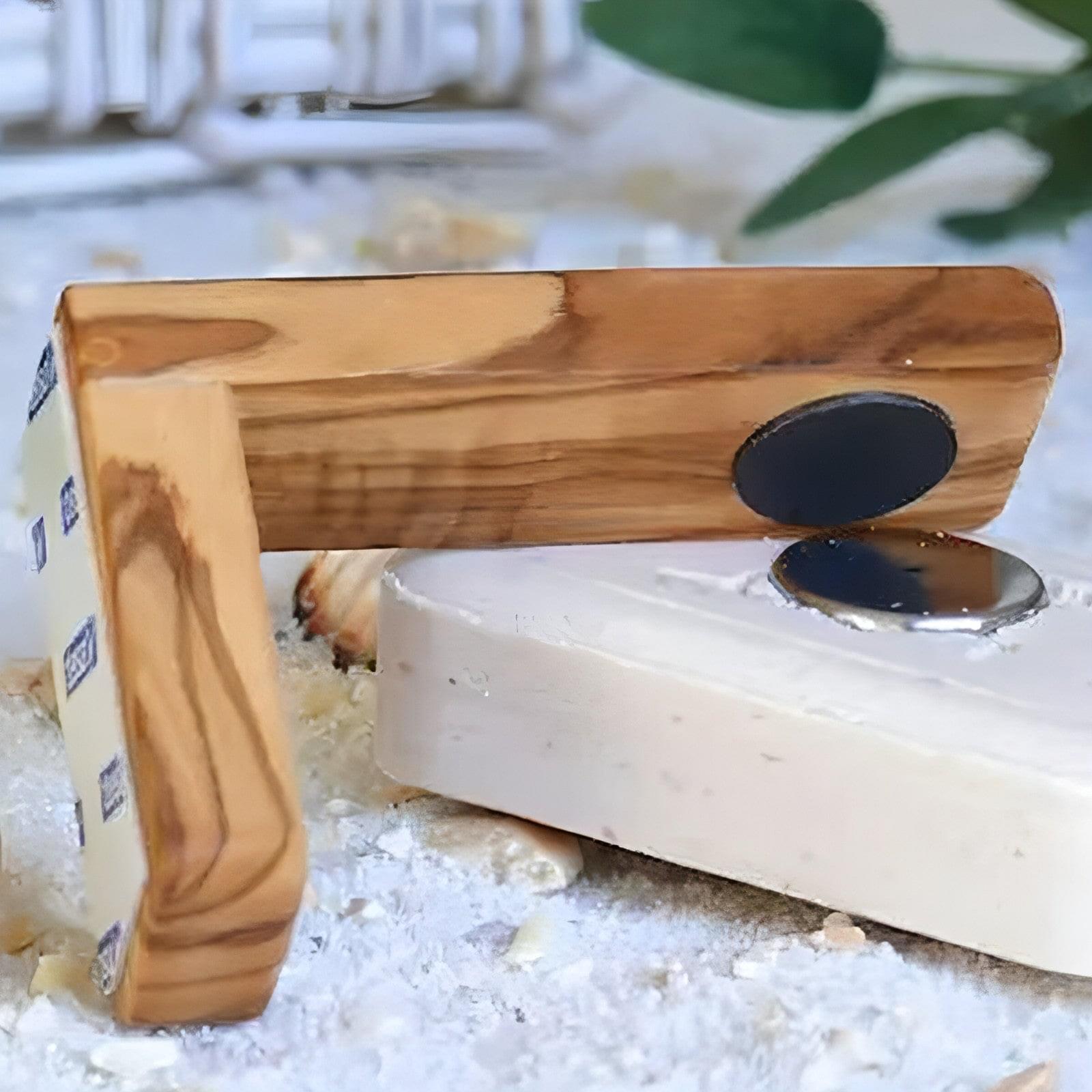 Porte-savon magnétique en bois d'olivier